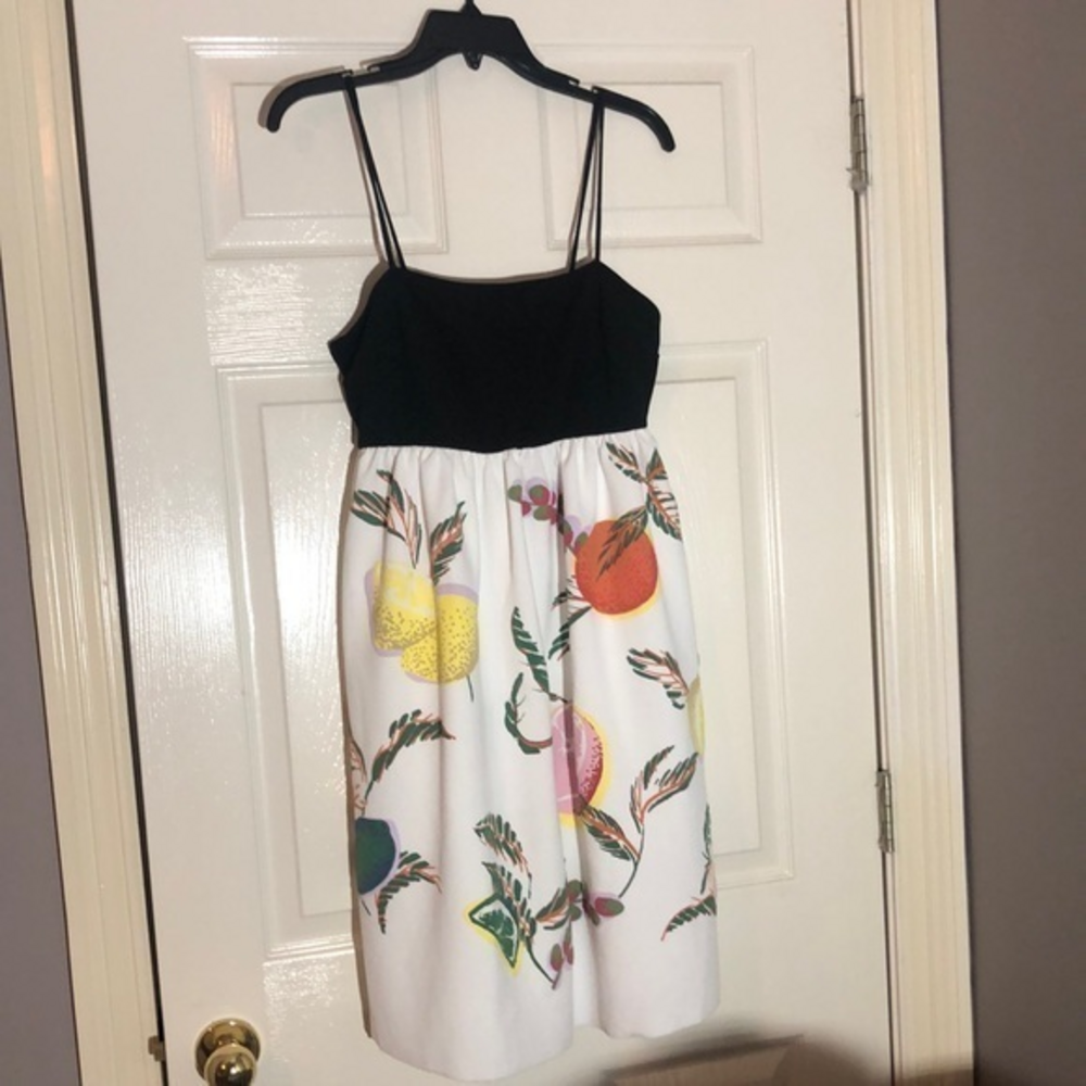 NWT Zara black and white‎ dress with fruit